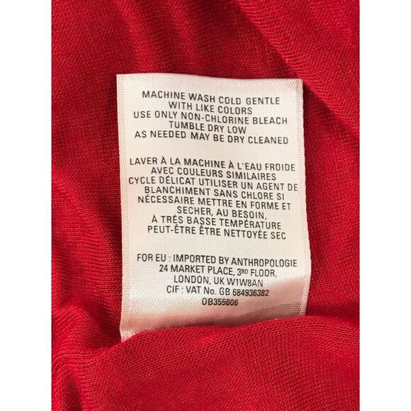 Anthropologie Maeve Red Splitshade Tulip Hem Dress Cap Sleeve V-neck Size Medium - Picture 7 of 12